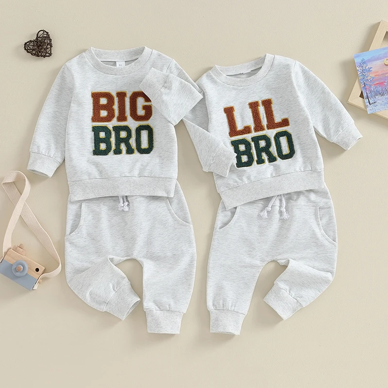 Big Brother Little Brother Matching Outfit Toddler Baby Boy Long Sleeve Sweatshirt Pants Set Fall Clothes