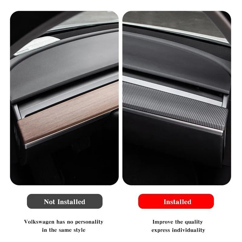 Car Dashboard Cover For Tesla Model 3 Y Door Dash Trim Panel Carbon Fibre ABS Interior Accessories Sticker 2021-2024 New