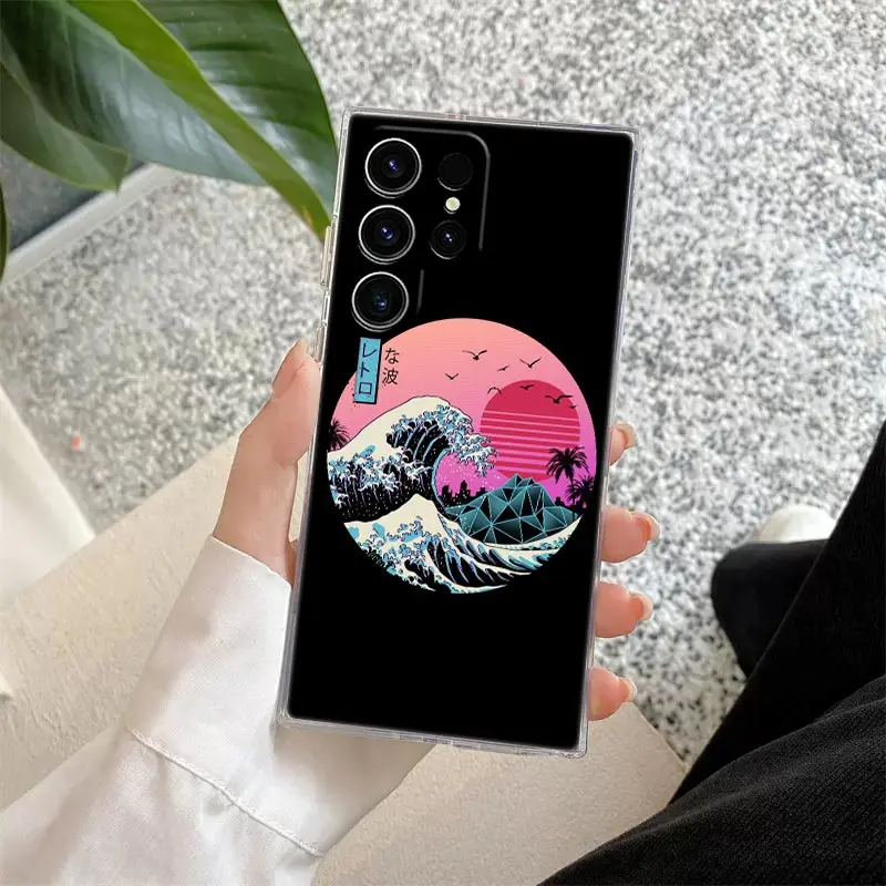 Hokusai kanagawa Great Wave Phone Case For Samsung Galaxy S24 S23 Ultra S22 S20 S24 Plus S21 FE Clear Cover Japanese Art Fundas