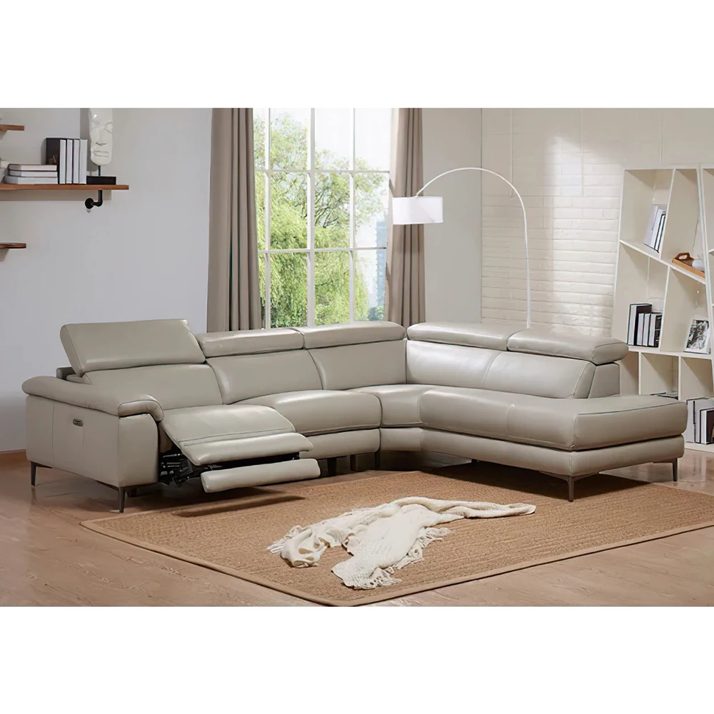 

MINGDIBAO L-образный кожаный секционный диван с откидной спинкой — электрический диван с регулируемыми подголовниками и шезлонгом