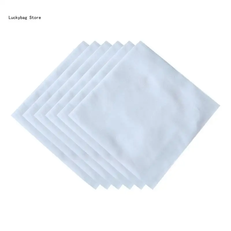 Stylish Pocket Handkerchief Gents White Hankies 16x16inch Large Bandana High Absorbency Pocket Towel