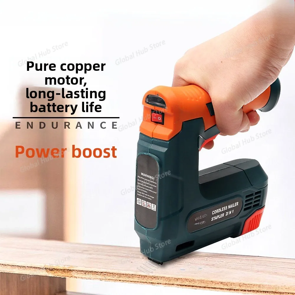 Lithium-ion Electric Stapler Cordless Brad Nailer Kit Upholstery Stapler Nail Gun for Upholstery Material Repair Carpentry DIY