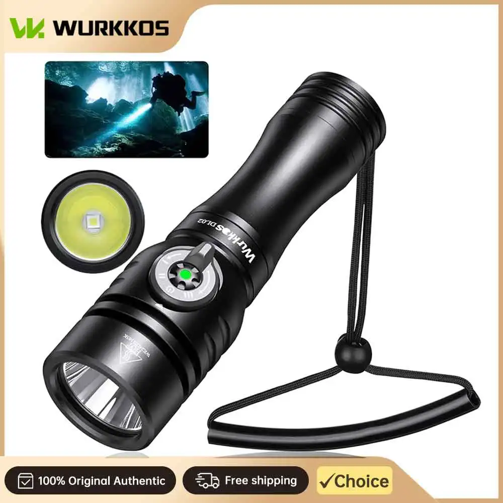 Wurkkos DL02 IP68-rated Dive Flashlight 3000LM—A Professional Dive Light Powered by a 21700 Battery, Complete with a Wrist Strap