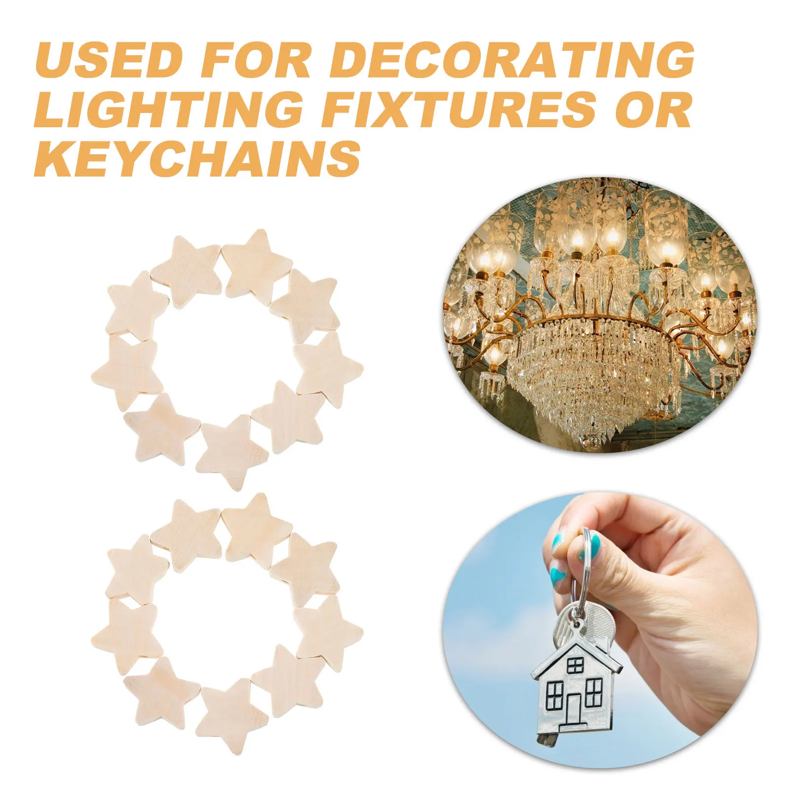 

100Pcs Five-Pointed Star Wooden Beads DIY Craft Material for Kids Jewelry Necklace Bracelet Making 0.8-Inch Wooden Beads