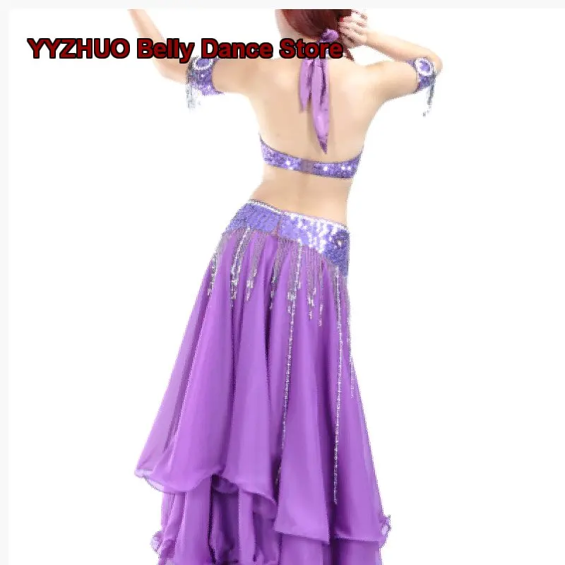 Bellyqueen 823# Five-Piece Embellished Professional Belly Dance Performance Costume Set