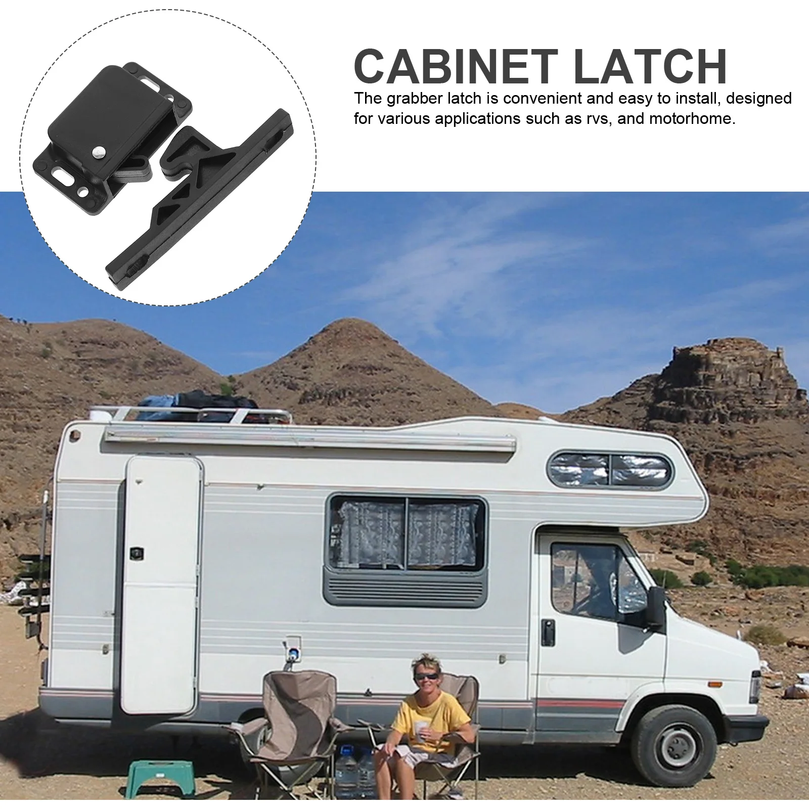 

Side Mount Door Lock 1 Set Rv Cabinet Latch Drawer Catch Furniture Hardware Abs Material Durable Suitable Kitchen