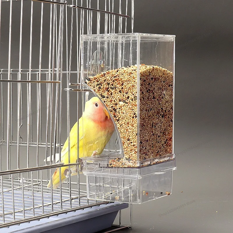 For Tiger skin parrot, automatic feeder, anti scatter and splash bird food box, trough feeder