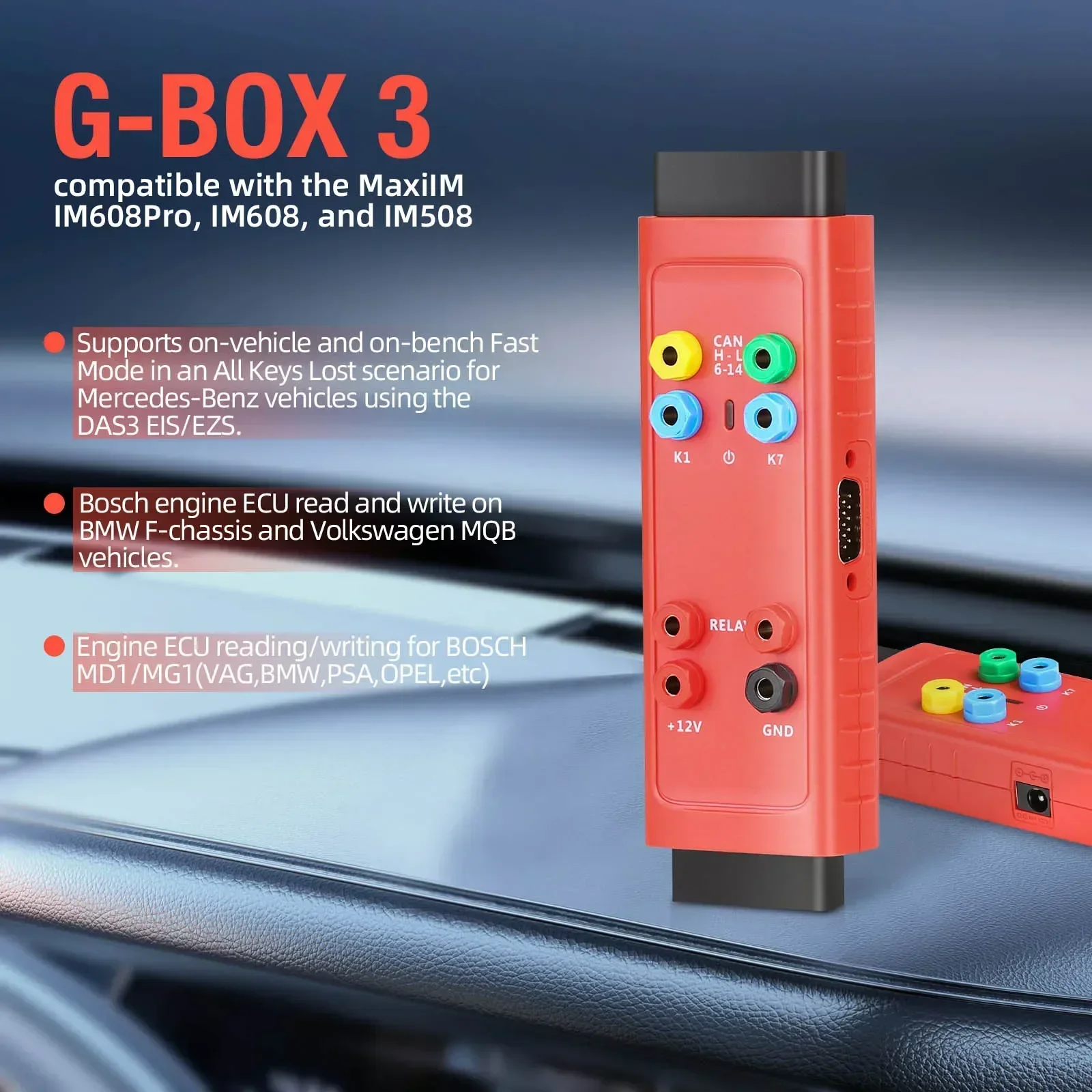 Autel GBOX3 Key Programming Adapter - 8x Faster for Benz/BMW All Keys Lost Works with IM608/IM508