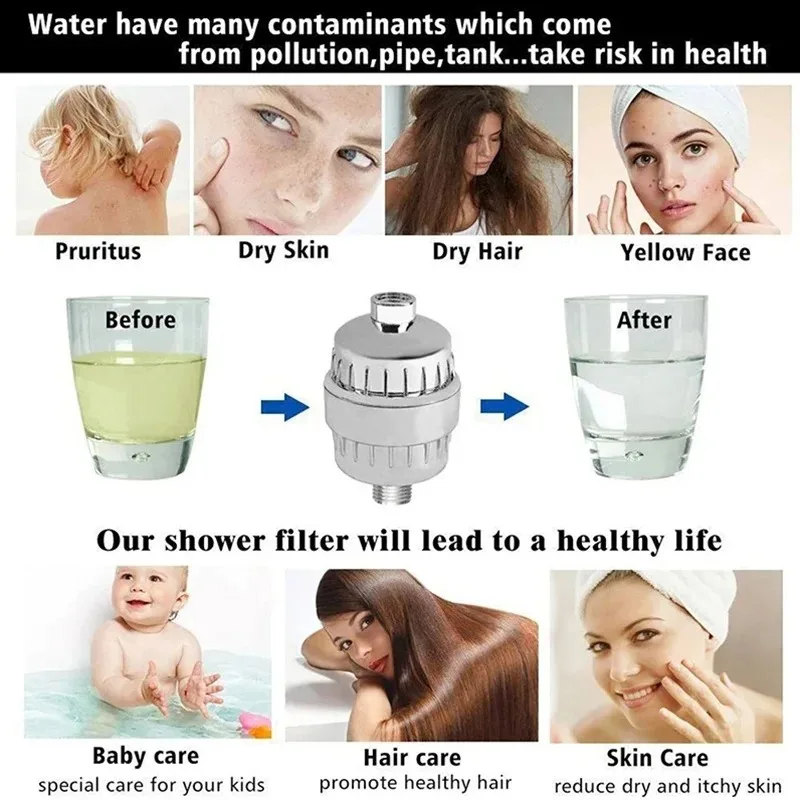 15-20 Stages High Output Shower Water Activated Carbon Filter Remove Chlorine Heavy Metals Filtered Showers Headhower Head Softe