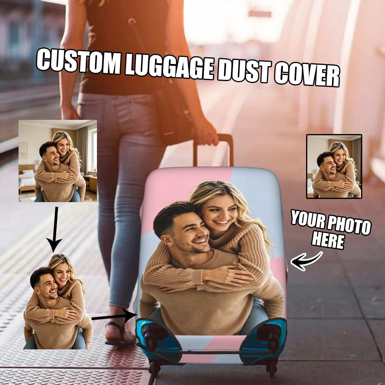 Custom Customize Logo Luggage Cover Elastic Your Design Here Travel Suitcase Protective Covers Suit For 18-32 inch