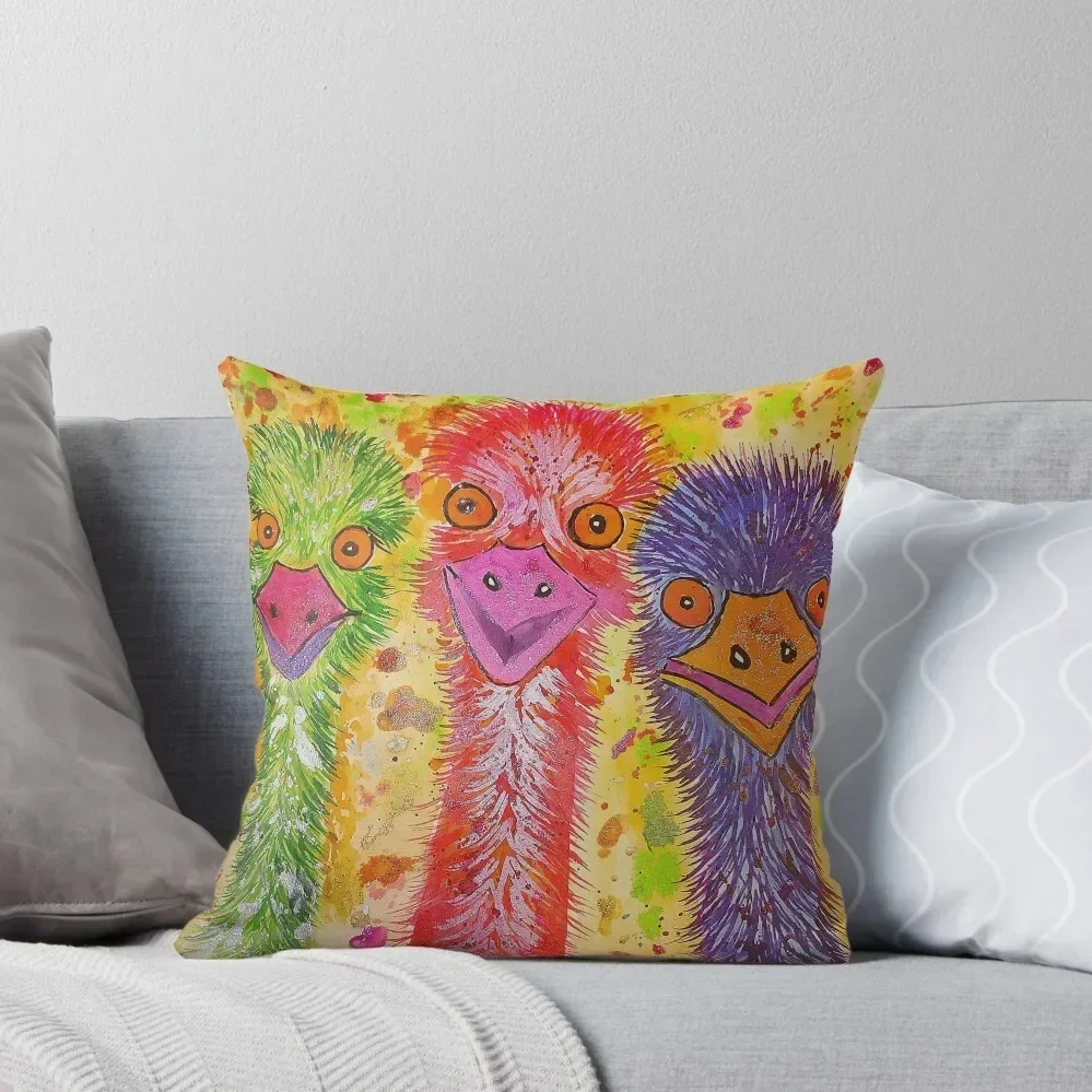 

Three Colourful Emus Throw Pillow autumn pillowcase Pillow Cases Decorative Sofa Cushion Cover pillow