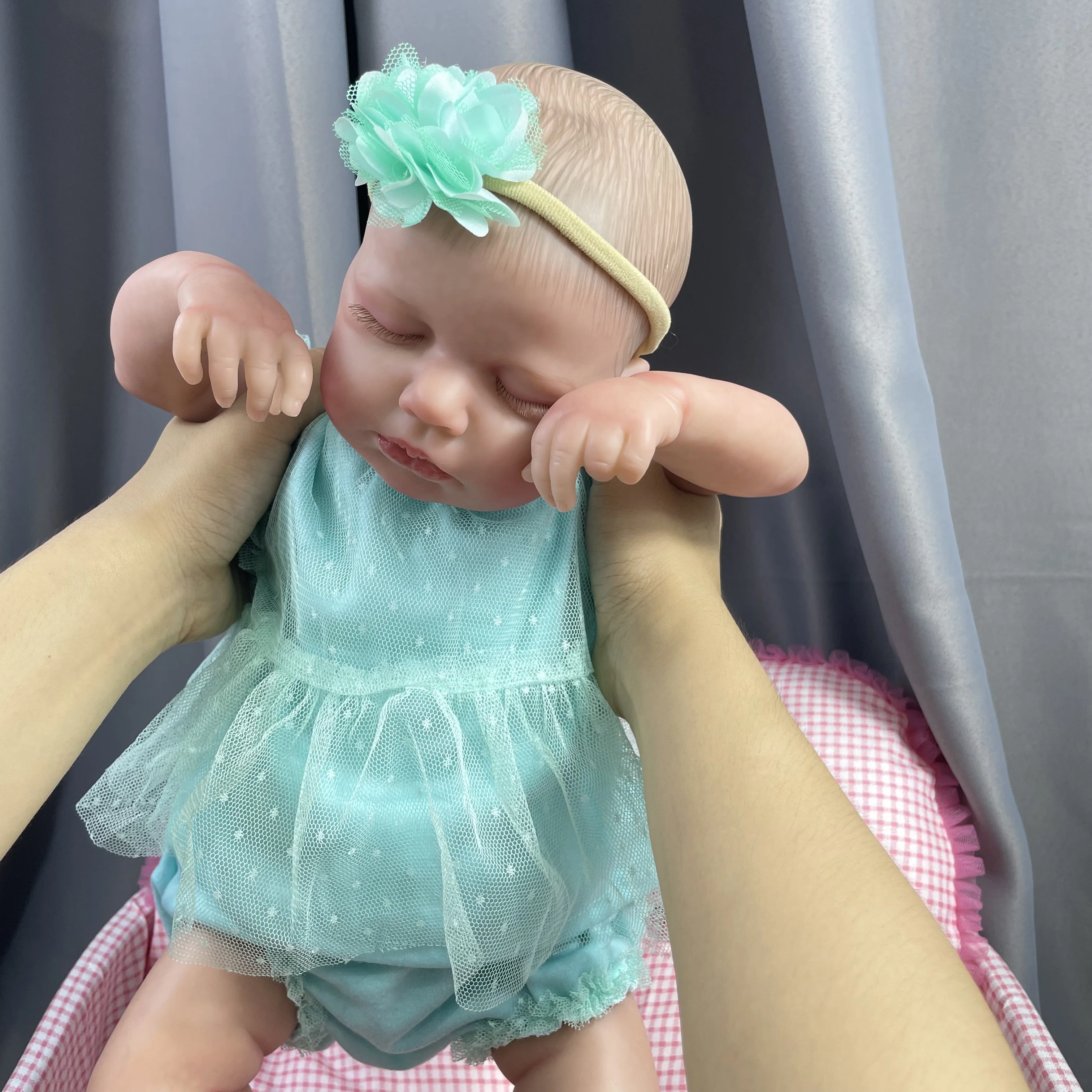 

50CM Finished Reborn Baby Dolls LouLou Sleeping Girl Lifelike Silicone Vinyl Newborn 3D Skin Visible Veins DIY Toys For Girls