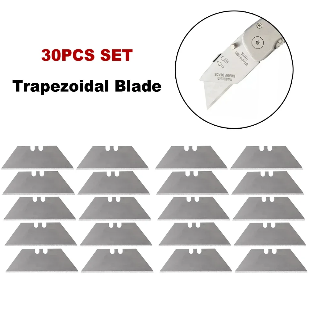 Blade Trapezoidal Blade Black Silver 30 Pcs Set 60# Carbon Steel 0.6mm Thickness Cutting Tools Home Decoration