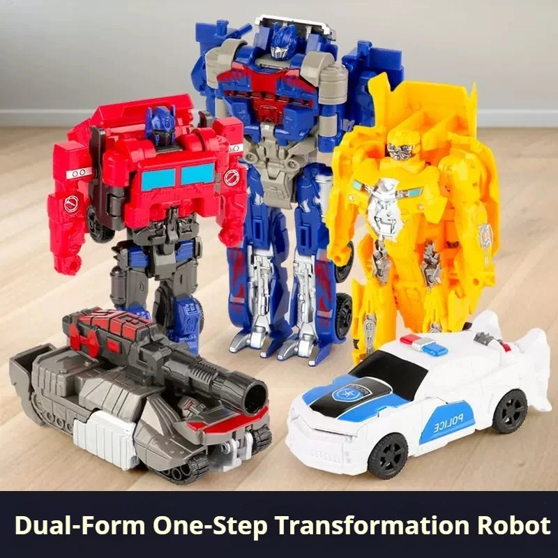 One Step Transforming Car Robot Toy Optimus Prime Bumblebee Megatron Blitzwing Easy Deformable Action Figure Boys Birthday Gifts