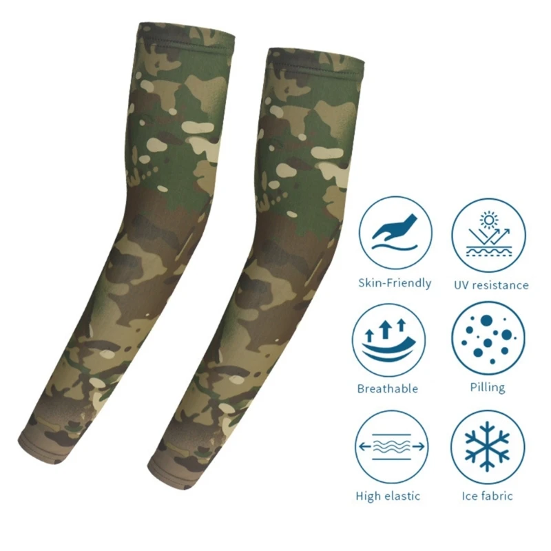 Arm Sleeves for Beach Getaways Cooling Sleeves with Camouflage Pattern Adult Teen Stretchy Cycling Long Cooling Sleeves