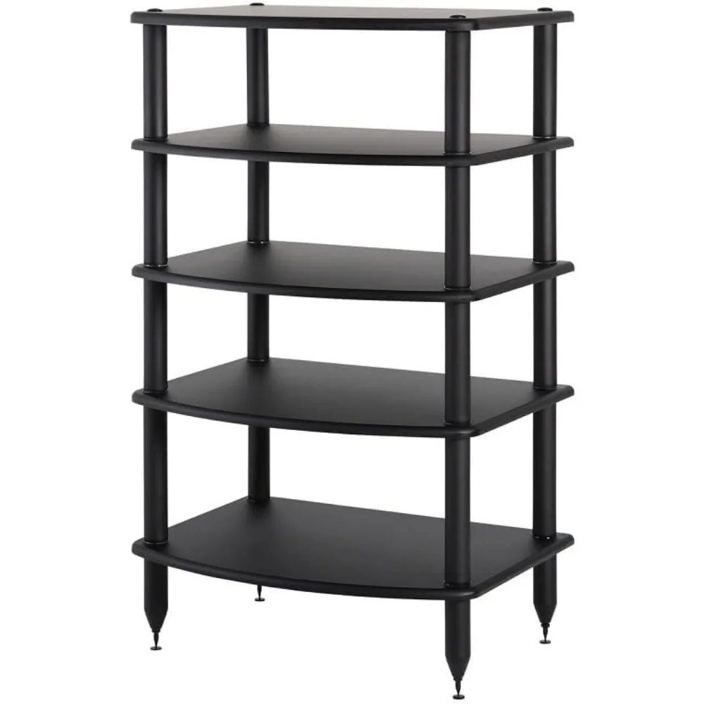 Vulcan Five Shelf Audio Rack, Media Stand, and Components Cabinet 5 Shelf Black