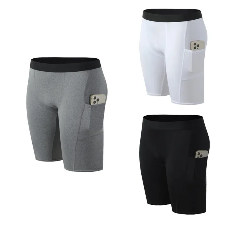 Bodybuilding Running Shorts Quick Dry Gym Fitness Workout Tights Elastic Compression Athletic Sport Pockets Training Leggings