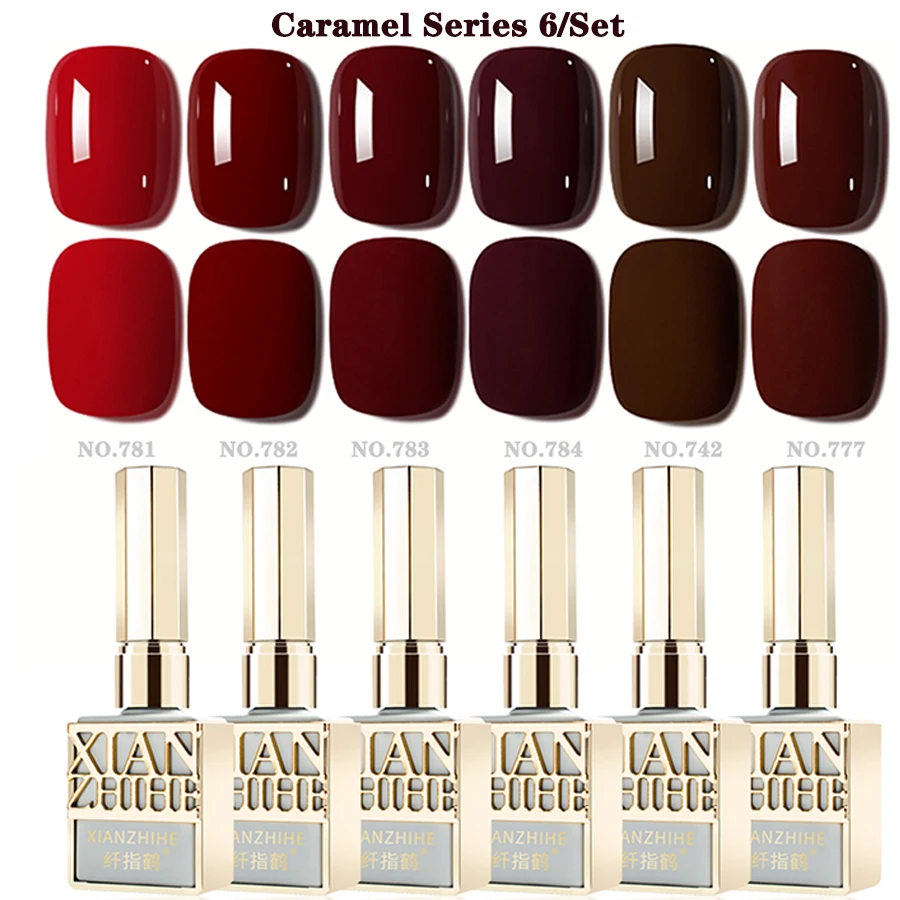 6 teile/satz Rot Weihnachten Nagel Gel Polnischen Kits Einfarbig Glitter Schwarz Weiß Rot Soak Off UV Semi-Permanent lack Nagellack N