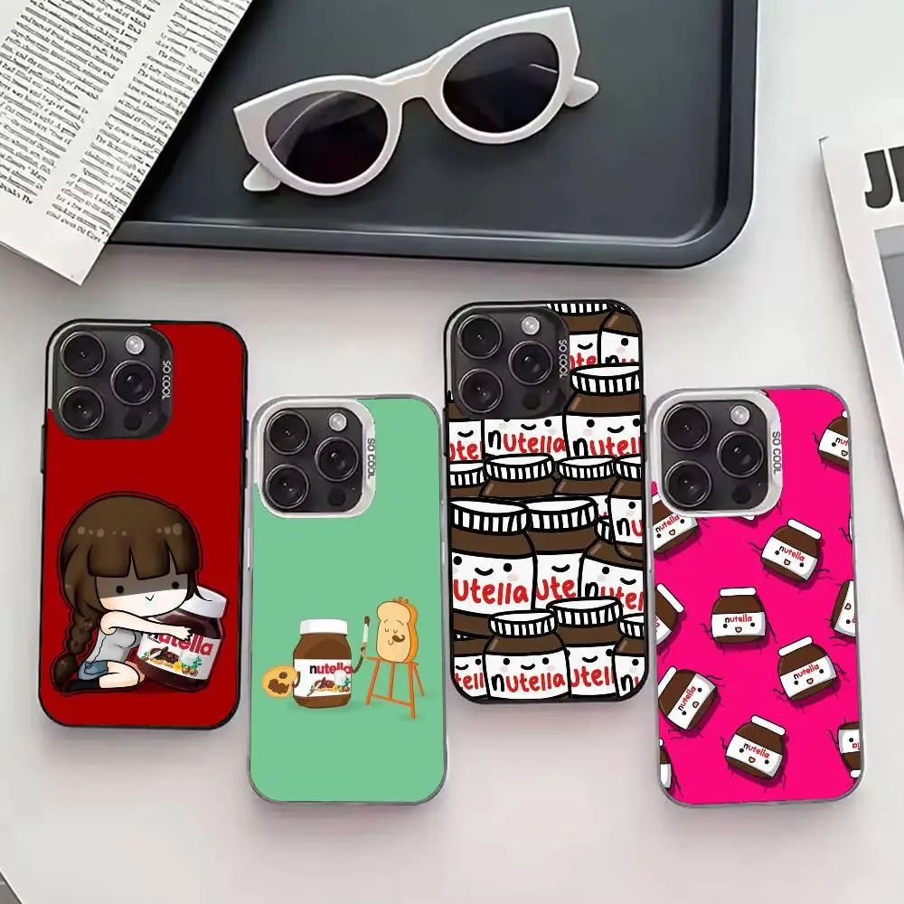 

N-Nutella Cute Chocolate Phone Case For iPhone 17,16,15,14,13,12,11 Plus,Pro Max,XS,Colored silver phone case