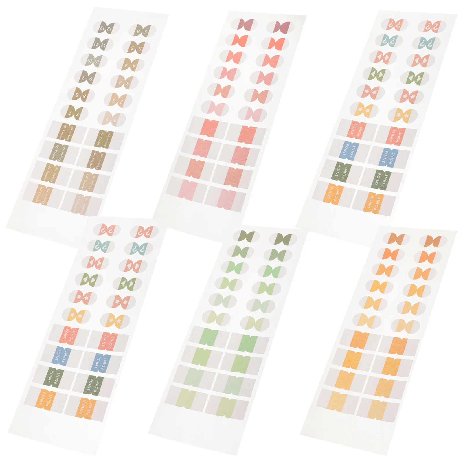 

6 Sheets Colored Index Tabs Sticky Page Markers Highlight Reading Strips Book Accessories Sentence Markers Transparent Notes