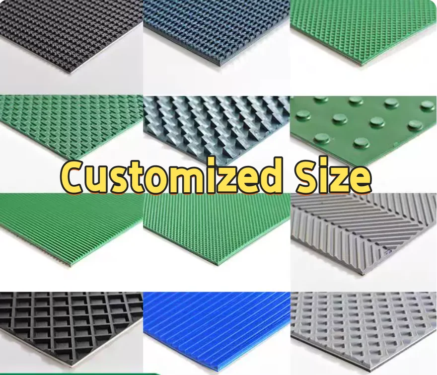 Customized--PVC Green Diamond Pattern Grid Square Conveyor Industrial Belt