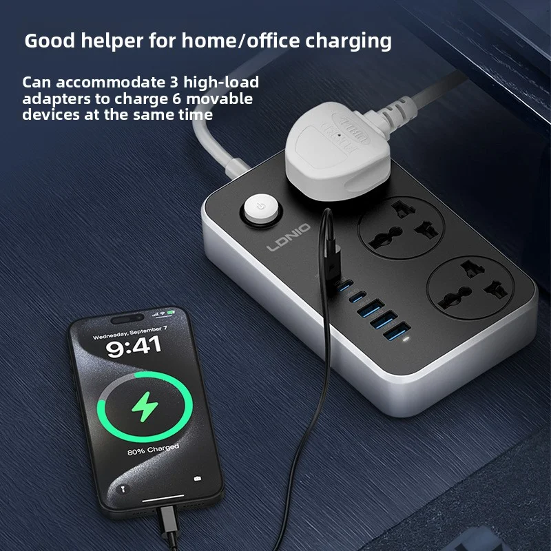 EU Outlet Plug Socket Power Usb Charging Strip European Standard 3-Prong Extension Cord 2-Meter Cable Socket Strip KC Certified - Image 5