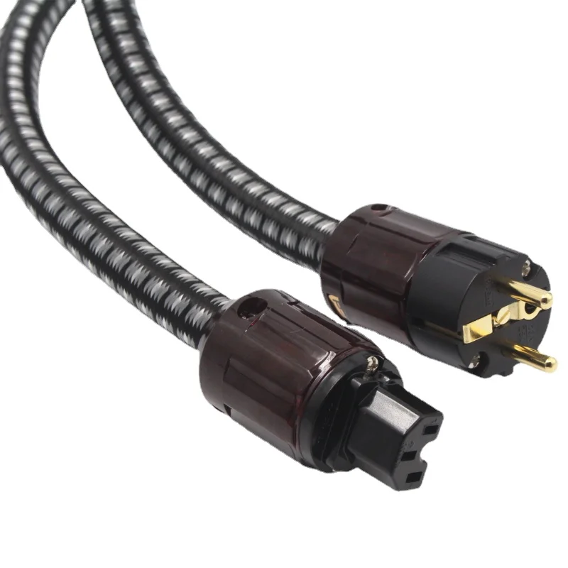 

HiFi Audio Power Cable 3x4mm² OFC C13 IEC Amp AC Power Cord for CD Amplifier EU AU US Plug