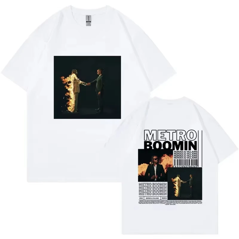 Rapper Metro Boomin Heroes & Villains Graphic T Shirt for Men Women Hip Hop Retro Short Sleeve T-shirt Cotton Oversized T-shirts