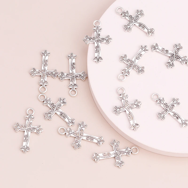 Leslie 20 stücke Legierung Kreuz bezaubert religiöse Kruzifix Anhänger für DIY Schmuck machen Accessoires hand gefertigte Ohrringe Halsketten – Detail 5
