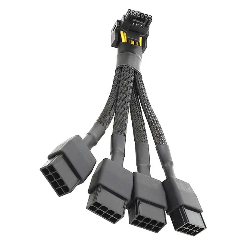 For GPU RTX4090 RTX4080 4X8 Pin PCI-E To 16 Pin Graphics Card Power Cable Replacement 12VHPWR Connector 90 Degree Elbow Cable
