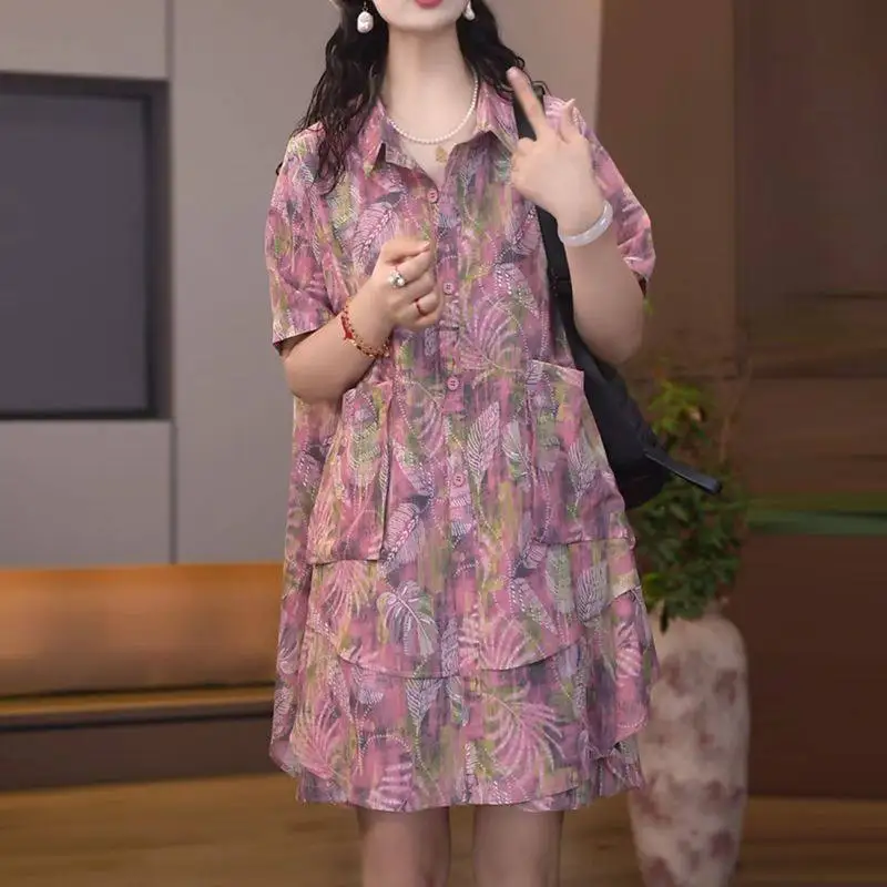 

Fashion Women's Set Spring and Summer New High Quality Loose Medium to Long Shirt Shorts Two Piece Set