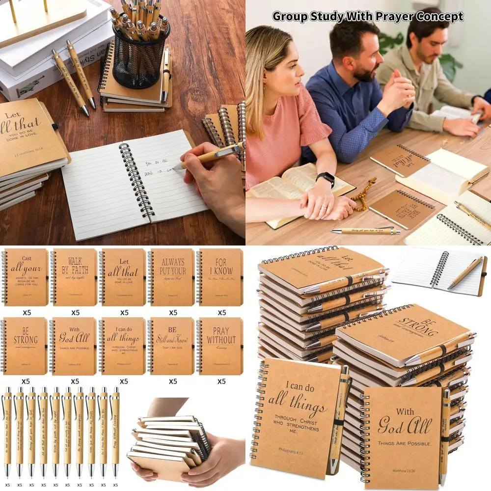 

50 наборов блокнотов и ручек из 100 предметов для христианской спирали: верные подарки из библейских стихов для церковных и учебных групп