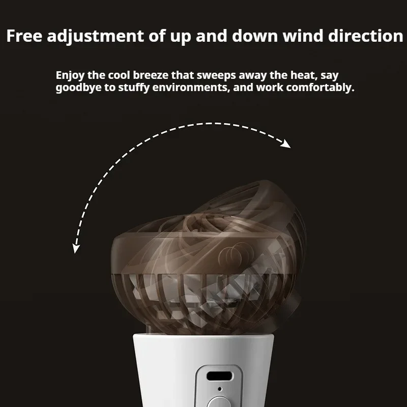 Ice Cream Handheld Fan USB Charging Cute Hanging Neck Fans Stand-alone Strong Wind Mini Shake Head Fan Traveling Children Gift