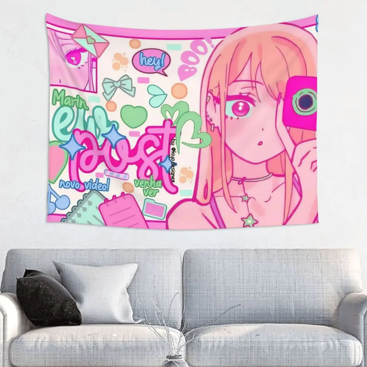 Marin Kitagawa Kawaii Tapestry Hippie Polyester Wall Hanging My Dress-Up Darling Wall Decor Yoga Mat Mandala Tapestries