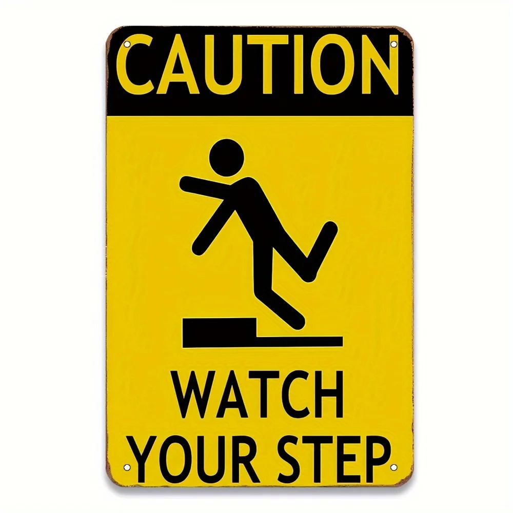 

Vintage-Inspired 'Watch Your Feet' Metal Sign - Perfect for Bathrooms, Classrooms, Garages & Bars - Easy Install, 12x8 in