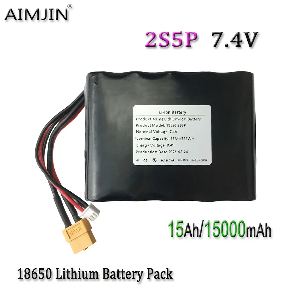 

7.4V 15Ah 2S5P 8.4V High Capacity UAV Rechargeable Li-ion Battery for Various RC Airplane Quadrotor XH2.54-3P XT60