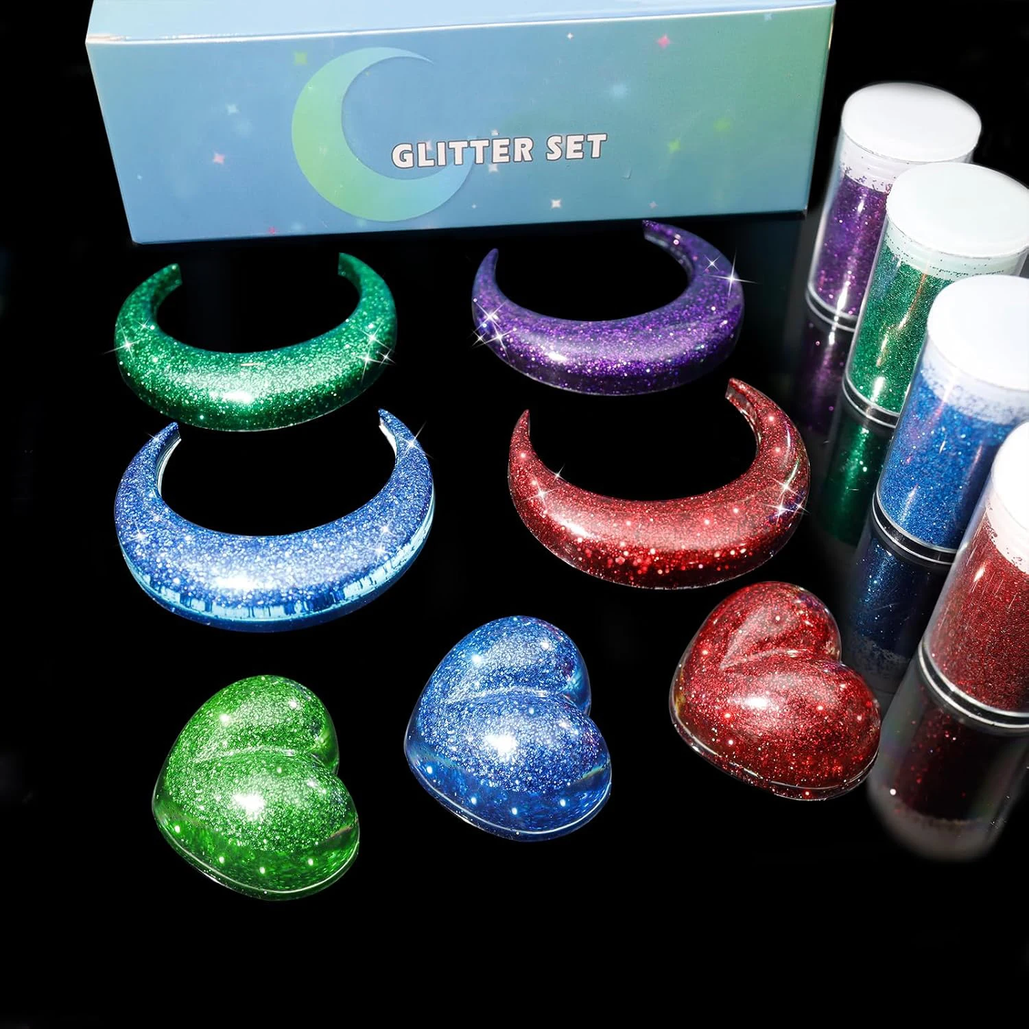 12 لونًا لامعًا مكتنزًا، بريق حرفي متنوع مختلط 3 مم على شكل نجوم لامعة، مسحوق لامع ناعم، بريق أظافر الجسم