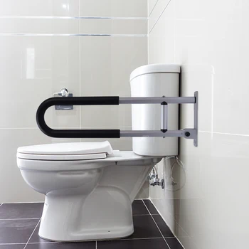 Toilet Aids Grab Bar Rails Bathroom Safety Support Rail Shower Handrail Drop Down Toilet Support Frame Handle for Elderly