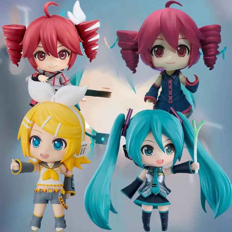 10CM Chibi Hatsune Miku Kasane Teto Kagamine Rin Anime Character Series Articulated Action Figure Collectible Toys Model Kit