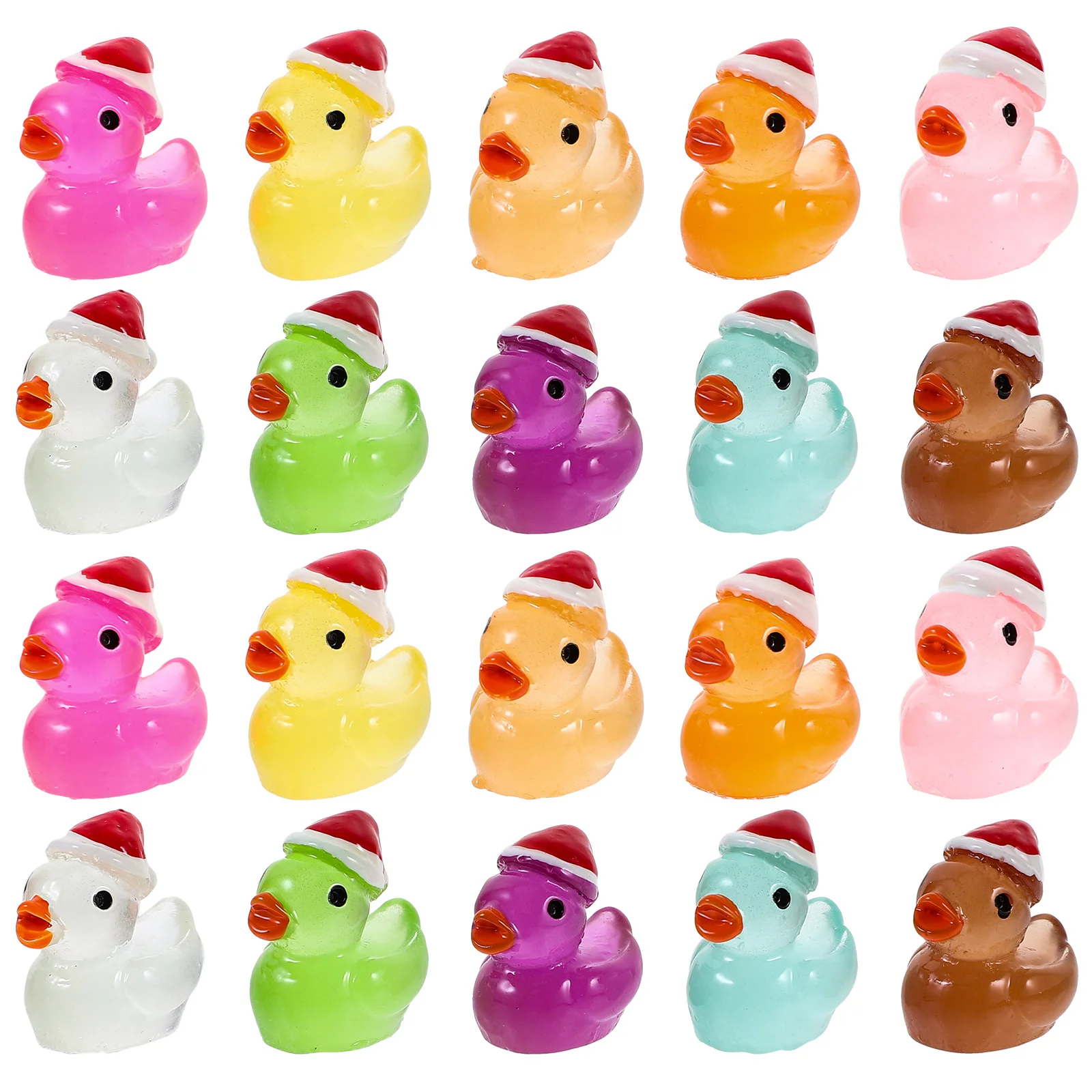 

50 шт., ночные светящиеся рождественские утки, мини-фигурки из смолы для автомобиля, сада, микропейзажный декор, светящиеся в темноте статуи животных