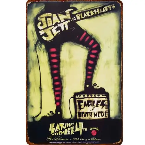 

Винтажная металлическая табличка с изображением концерта Joan Jett and the Black Hearts 2006 Fillmore