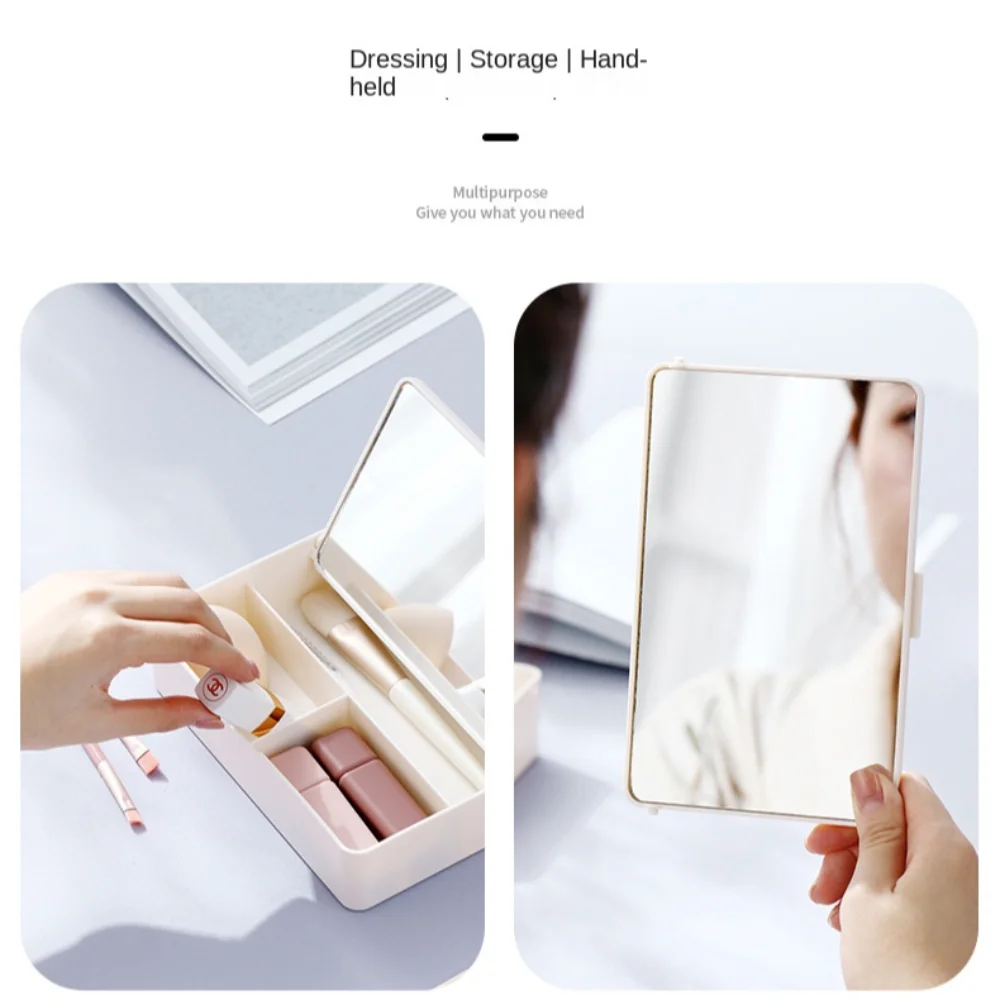 With Storage Box Vanity Mirror High Definition Partition Storage Dresser Vanity Mirror Direct Color Decoration