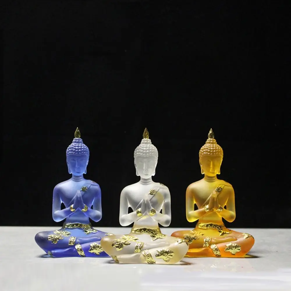 

Imitation Resin Buddha Figurines Handmade Lifelike Sitting Buddha Statue Antique Sculpture Transparent Mini Buddhism Ornament