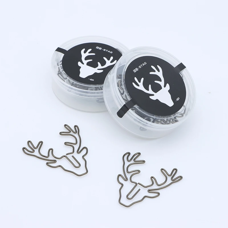 Christmas Deer Paper Clip Sika Deer Shape Office Supplies Cute Paper Clips Decorative Office Table Accessories Clipe De Papel