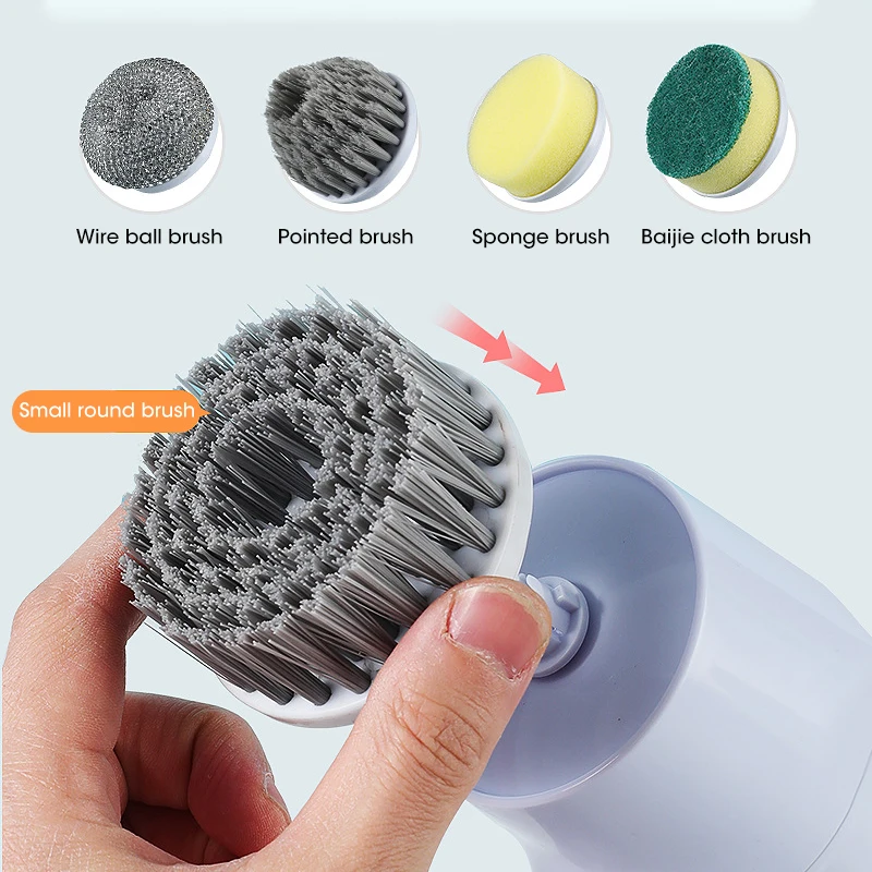 Electric Rotary Scrubber Cleaning Brush USB Rechargeable with 5 Brush Head Electric Cleaning Brush for Kitchen Bathtub Scrubber