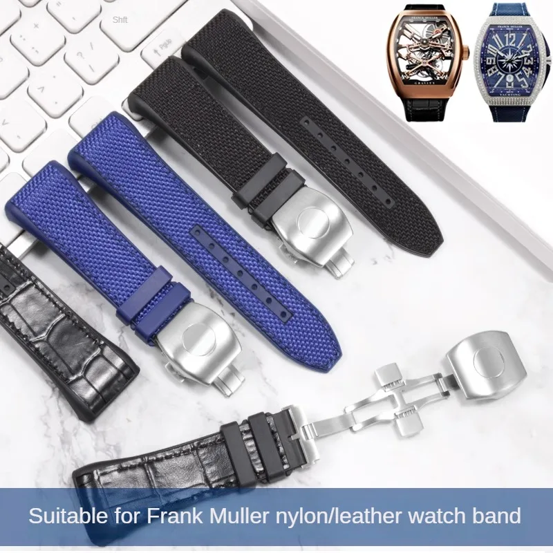 

Leather Silicone Bottom Strap Substitute FM Famulan V45 Blue Yacht Mantianxing Flat Interface Nylon Rubber Bottom Strap 28mm