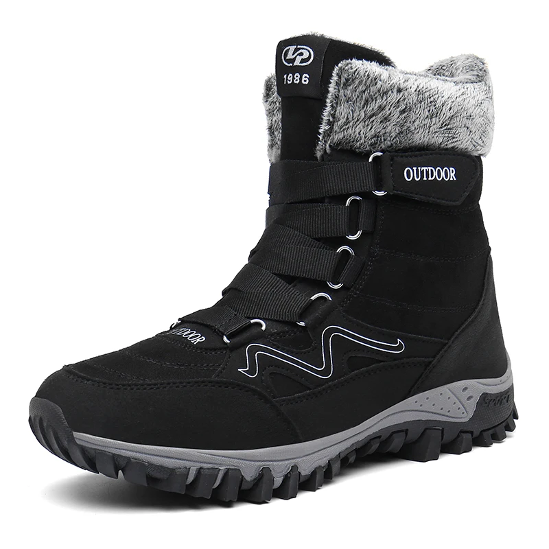 

Mens And Womens Winter Mid-Calf Snow Boot Fur Warm Waterproof Slip On Outdoor Athletic