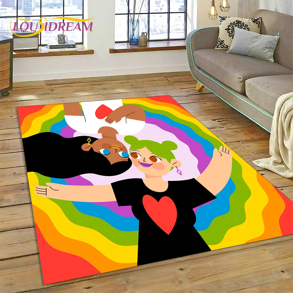 Rainbow 3D Colour Illusion Cartoon Rug Carpet for Living Room Bedroom Home Decor,Floor Mat Non-slip Decoration for Sofa Doormat