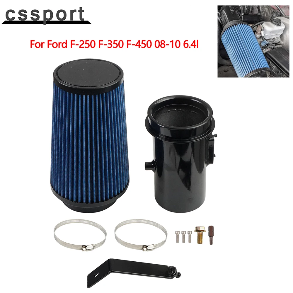 Aluminum  Cold Aair Intake System Kit For Ford F-250 F-350 F-450 08-10 6.4l With Air Filter Powerstroke Diesel