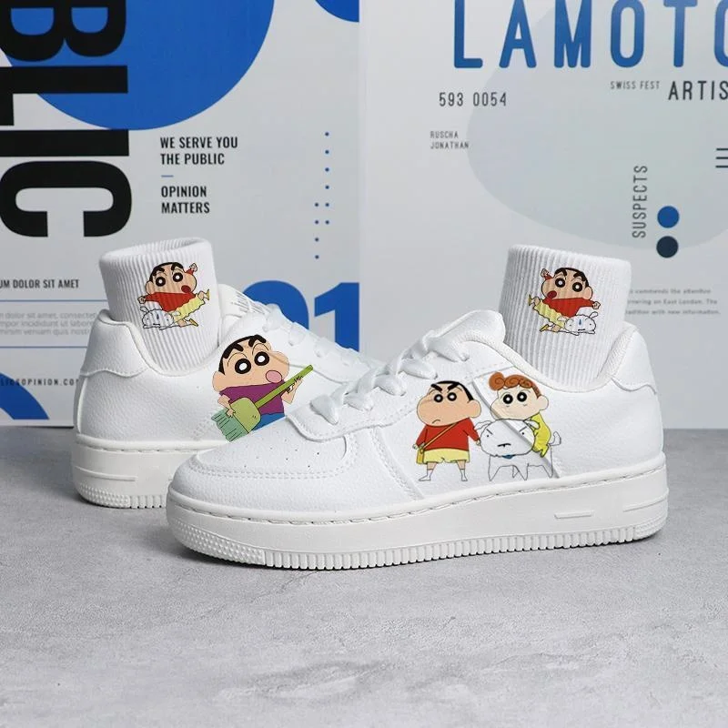 kawaii Crayon Shin chan Skate Shoes Cartoon Anime Lightweight Casual Fashion Low-Top Board Shoes for Breathable White Shoes